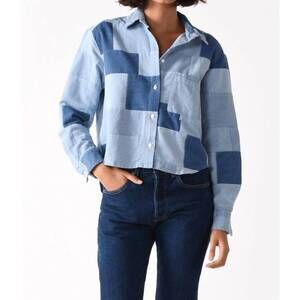 NEW CISSA belle patchwork denim shirt in indigo